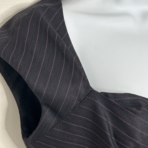 Roberto Cavalli Midi Dress Sz 44 US 8 Black Wool Pinstripe Sheath - Picture 5 of 10